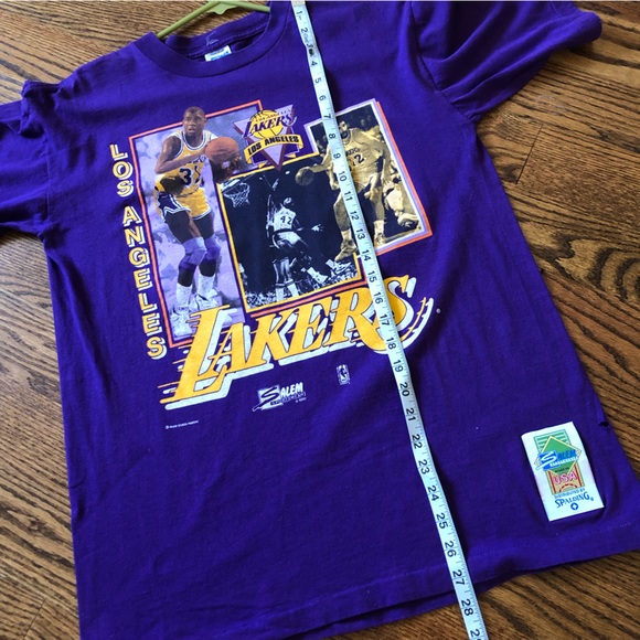 Los Angeles Lakers Magic Johnson, James Worthy, Vlade Divac Vintage 1991 Shirt - Picture 8 of 8